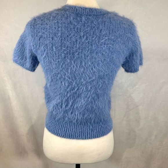 Emerson Lang young contemporary fuzzy faux fur winter blue sweater medium NWOT - Picture 5 of 7